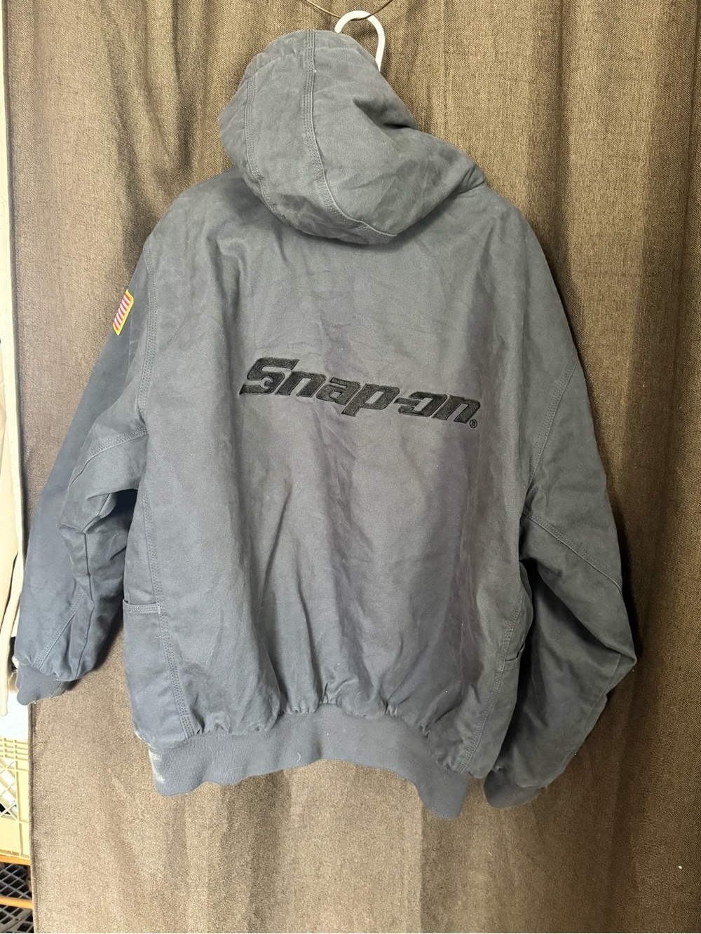 Snap-on Men's Gray Hooded Work Jacket - Lightweight Quilted Lining - Picture 4 of 8